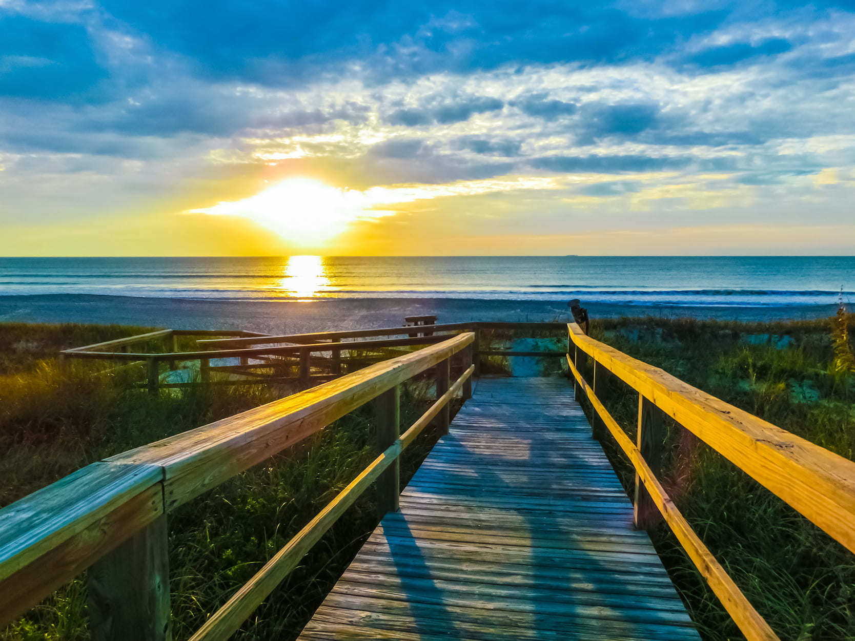 Boardwalk leading to a quiet beach in Florida